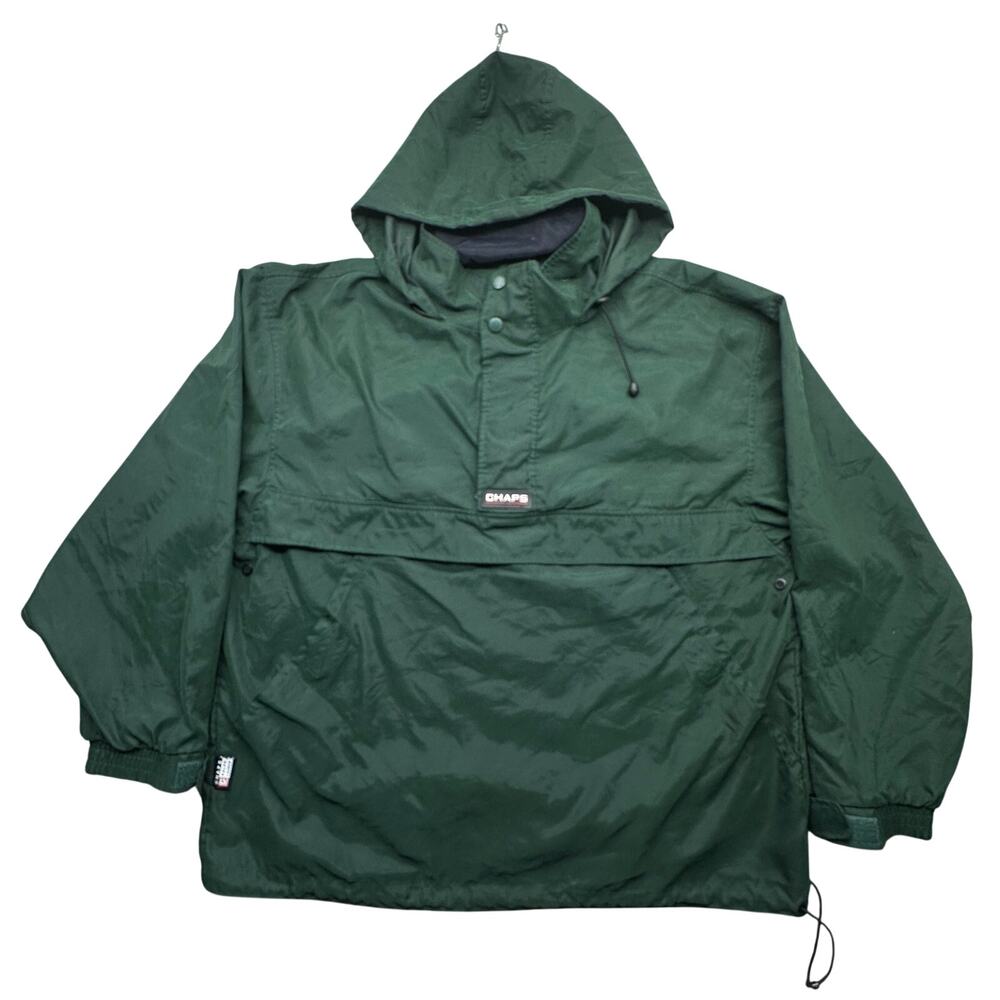 Vintage Chaps Ralph Lauren Anorak Jacket Windbreaker Mens XL Green Hooded